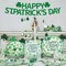 St. Patrick’s Party Supplies: 24-Piece Disposable Party Set – Plates, Napkins, Cups, Tablecloth & Garland for Shamrock St. Patrick’s Day Celebrations